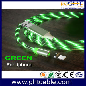 Magnetic Type USB Flowing Green Light Cable With Changeable Plug