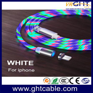 Magnetic Type USB Flowing White Light Cable With Changeable Plug